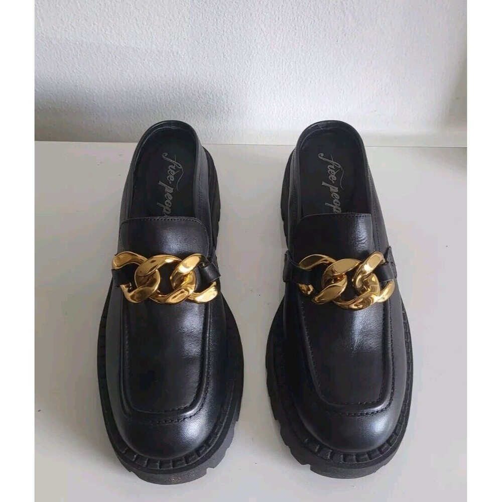 Free People Lyra Link Women's Black Loafer Platform Chunky Mules Size 39.5 - Picture 9 of 10